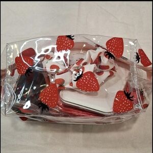 Strawberry Print Cosmetic Bag & Accessories